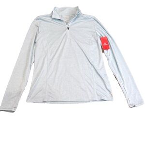 BCG Aqua Melange 1/4 Zip Training Pullover Large NWT Thumbholes Training Layer L